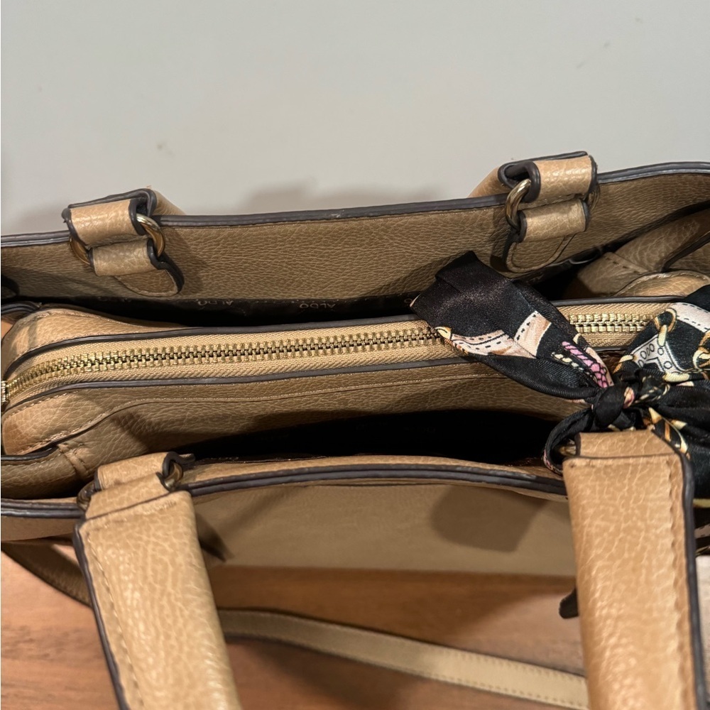 ALDO woman's tan satchel with scarf purse - Picture 3 of 12